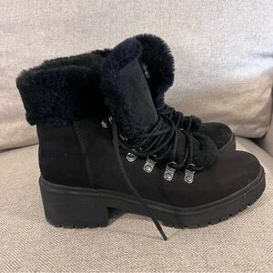 Target Black Women's Heeled Winter Boots with Fur Trim